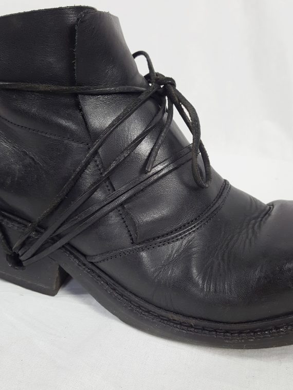 vaniitas vintage Dirk Bikkembergs black boots with laces through the soles 90s archive 120555