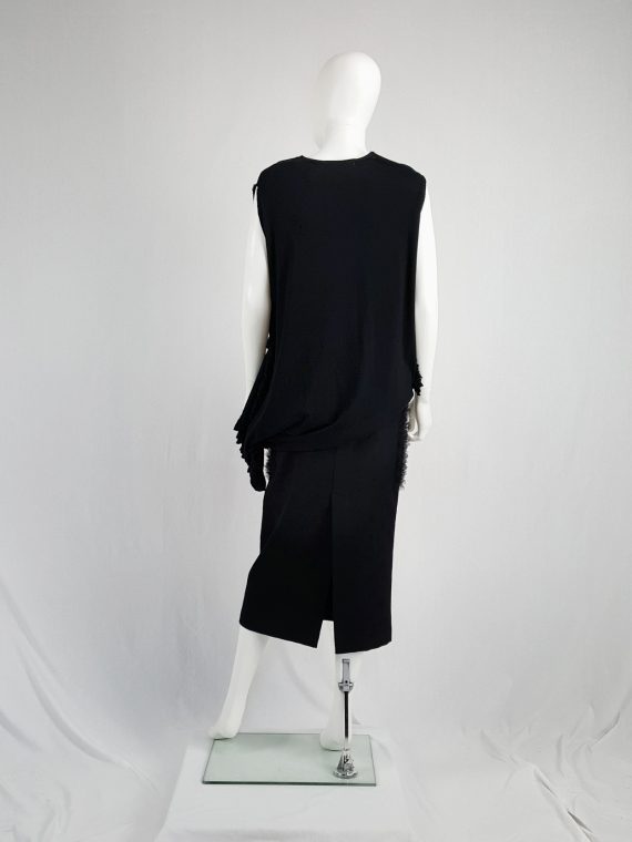 vintage Comme des Garcons black draped top with side ruffles spring 2013 125212