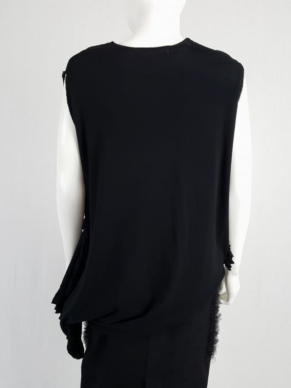 vintage Comme des Garcons black draped top with side ruffles spring 2013 125259(0)