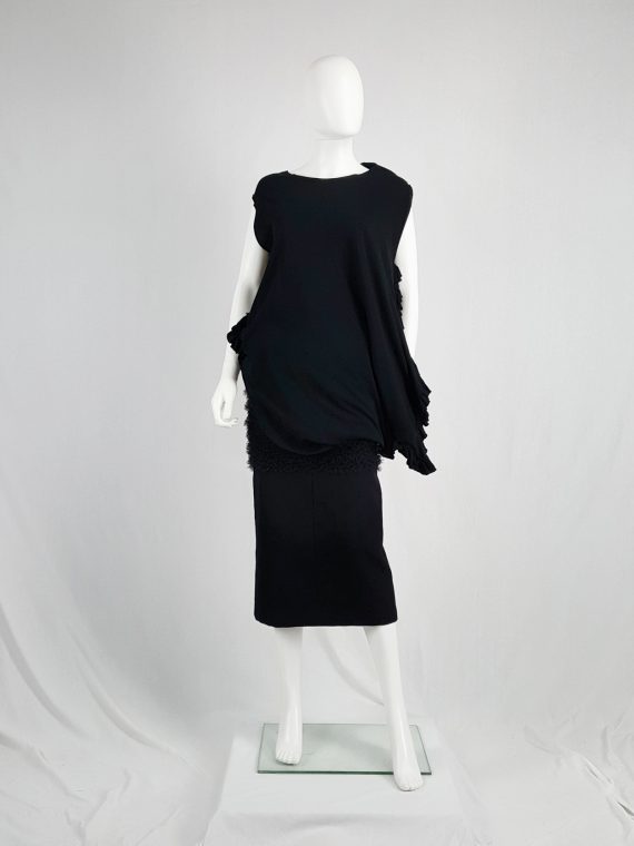 vintage Comme des Garcons black draped top with side ruffles spring 2013 125547