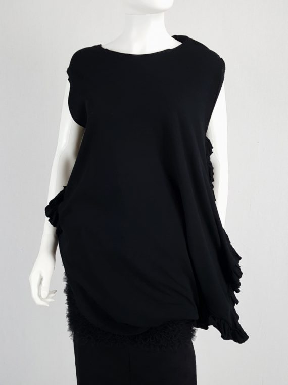 vintage Comme des Garcons black draped top with side ruffles spring 2013 125623