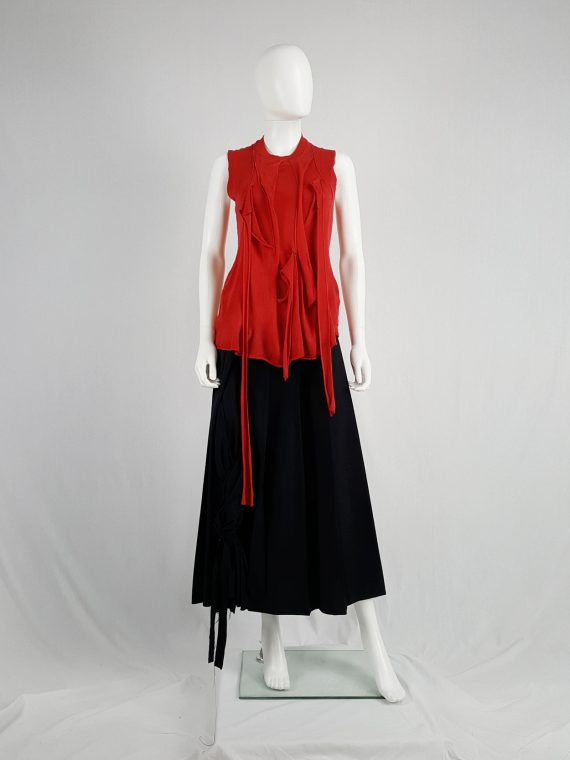 vintage Comme des Garcons red knit top with long strips spring 2015 runway blood and roses161416