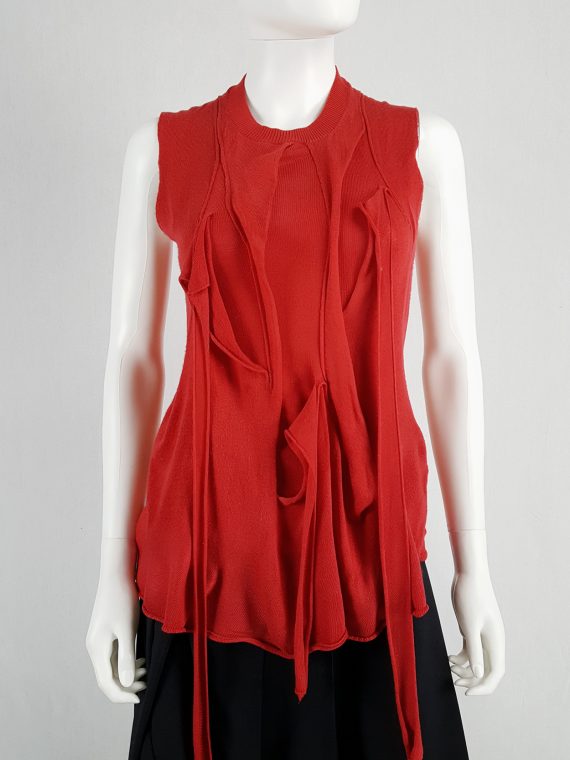 vintage Comme des Garcons red knit top with long strips spring 2015 runway blood and roses161446