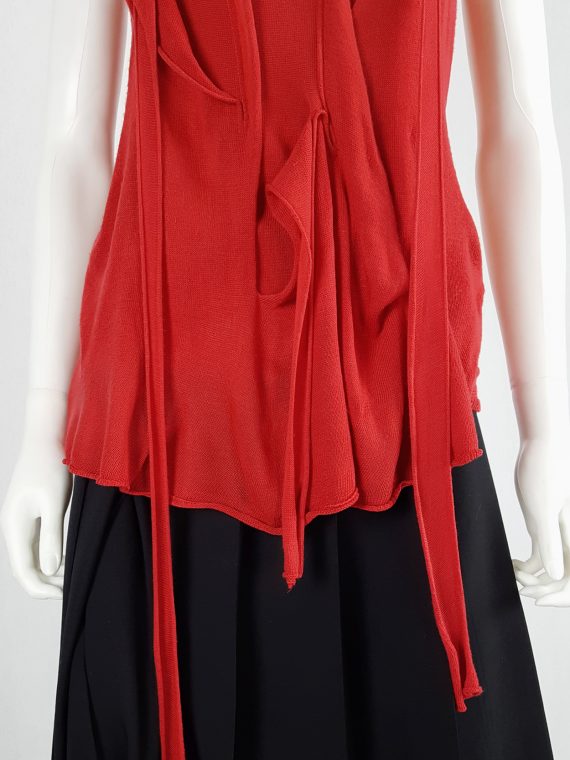 vintage Comme des Garcons red knit top with long strips spring 2015 runway blood and roses161643