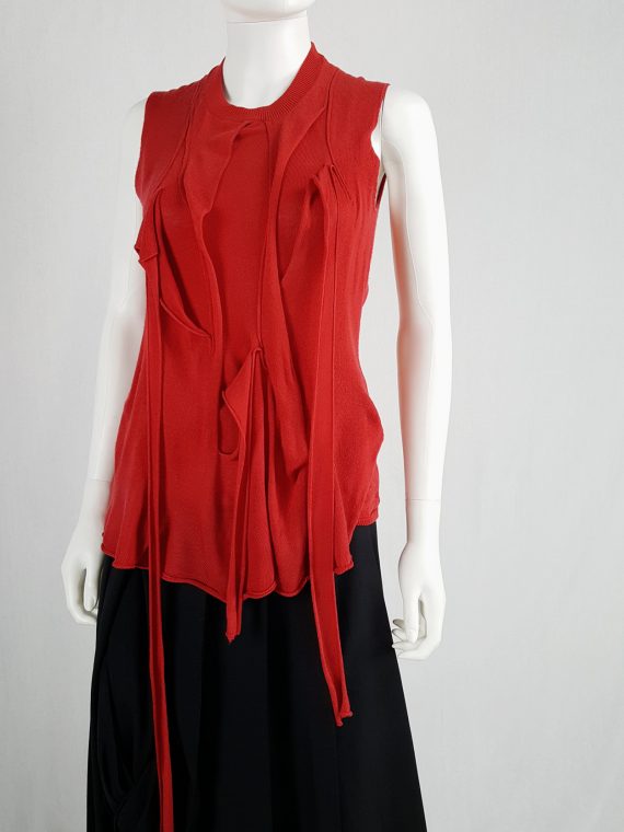 vintage Comme des Garcons red knit top with long strips spring 2015 runway blood and roses161714