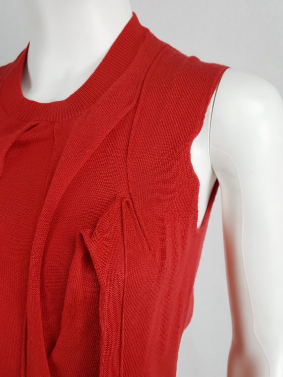 vintage Comme des Garcons red knit top with long strips spring 2015 runway blood and roses161726