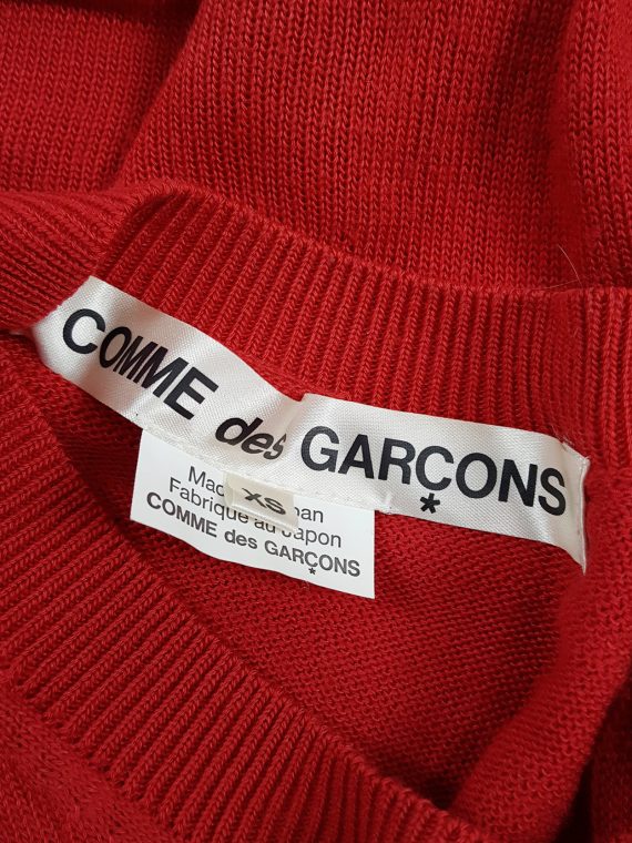 vintage Comme des Garcons red knit top with long strips spring 2015 runway blood and roses162118(0)
