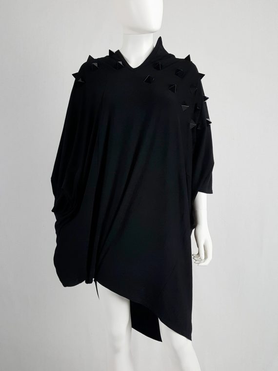 vintage Junya Watanabe black draped dress with pyramid studs fall 2015 135331