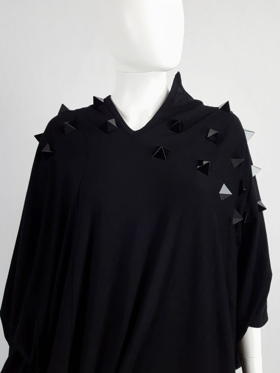 vintage Junya Watanabe black draped dress with pyramid studs fall 2015 135419
