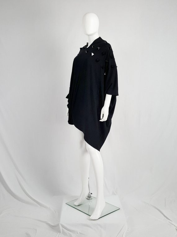 vintage Junya Watanabe black draped dress with pyramid studs fall 2015 135531