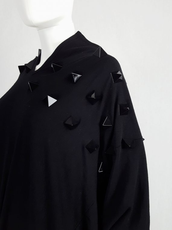 vintage Junya Watanabe black draped dress with pyramid studs fall 2015 135609