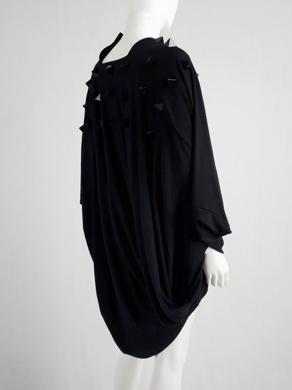 vintage Junya Watanabe black draped dress with pyramid studs fall 2015 135952