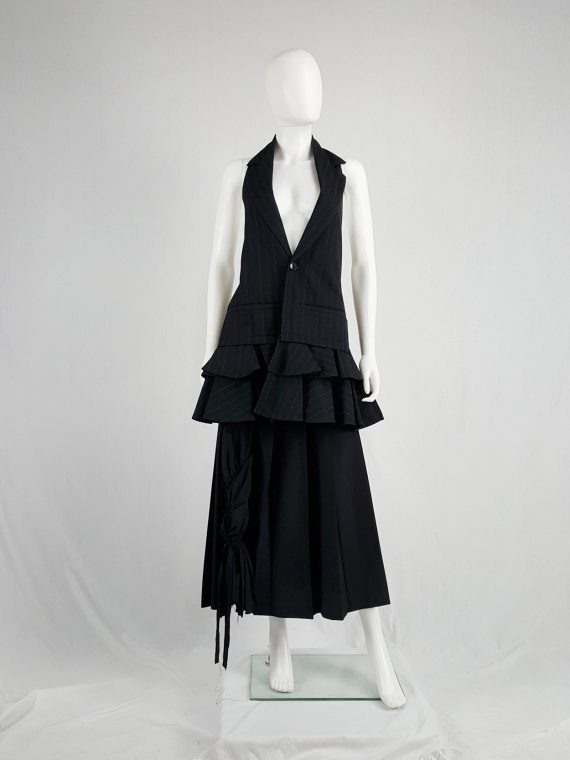 vintage Limi Feu black backless waistcoat with ruffled bottom 162704