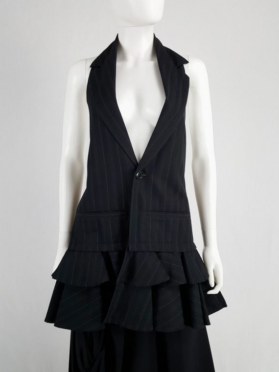 vintage Limi Feu black backless waistcoat with ruffled bottom 162829