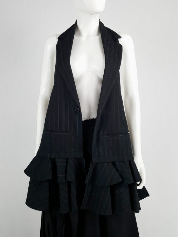 vintage Limi Feu black backless waistcoat with ruffled bottom 162943