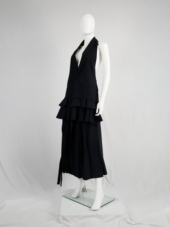 vintage Limi Feu black backless waistcoat with ruffled bottom 163050