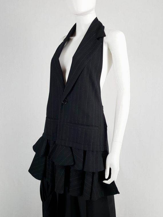 vintage Limi Feu black backless waistcoat with ruffled bottom 163144