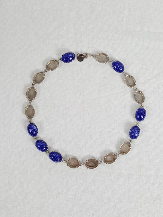 vintage Maison Martin Margiela blue gemstone necklace with missing stones spring 2007 143401