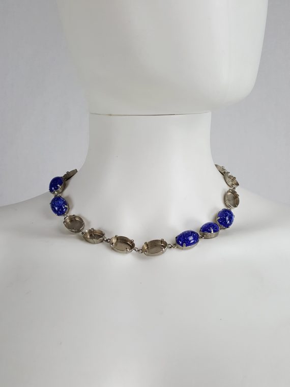 vintage Maison Martin Margiela blue gemstone necklace with missing stones spring 2007 144913