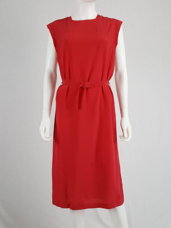 vintage Maison Martin Margiela red oversized belted dress spring 2001 130331