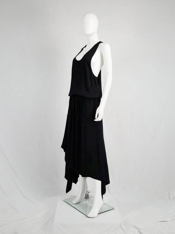 vintage Silent Damir Doma black racerback maxi dress with handkerchief skirt 124944