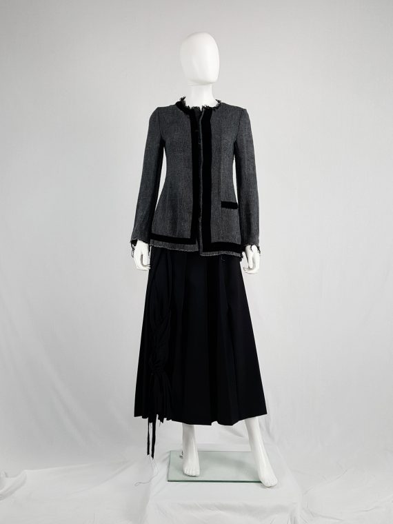 vintage Yohji Yamamoto Noir grey tweed deconstructed jacket with torn hems 130919