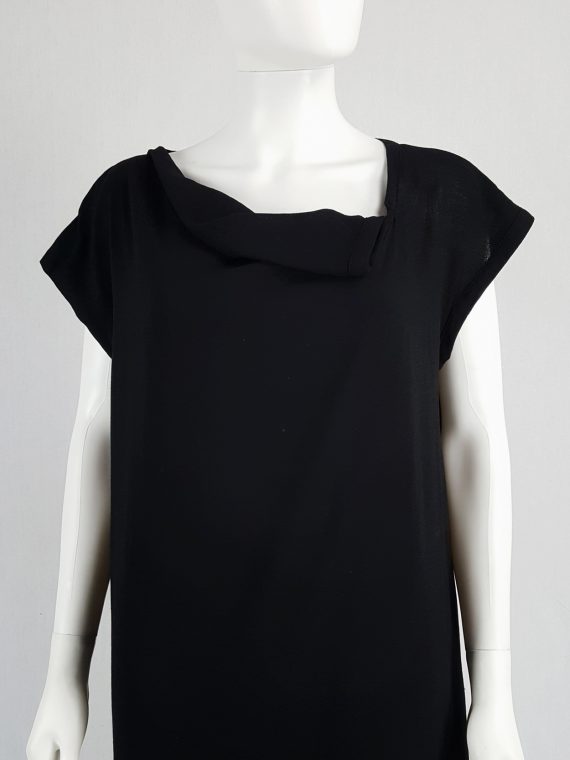 vintage archival Comme des Garcons black double-layered dress with pleated neckline 1990114151