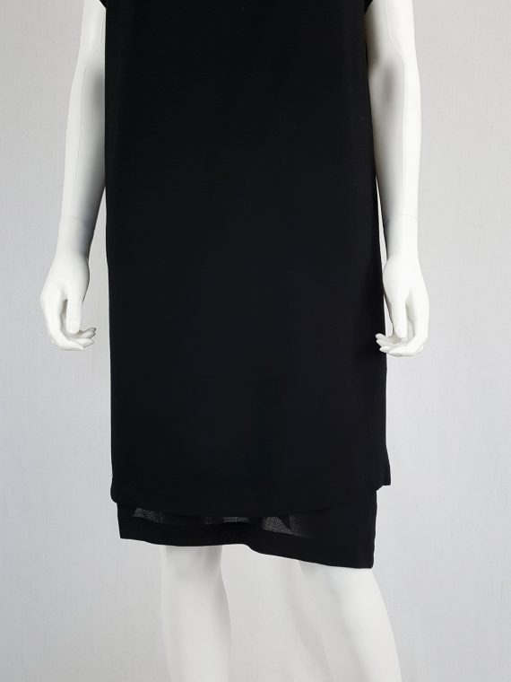 vintage archival Comme des Garcons black double-layered dress with pleated neckline 1990114214