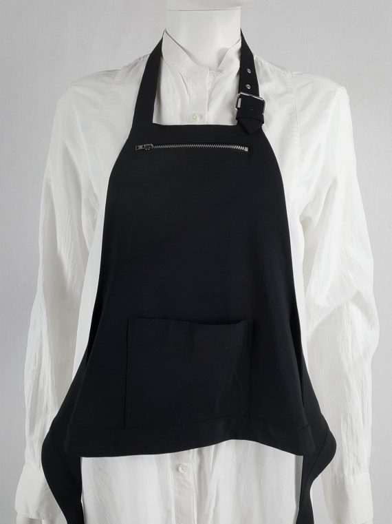 Lieve Van Gorp black short apron with belt strap and zipper — 1990’s