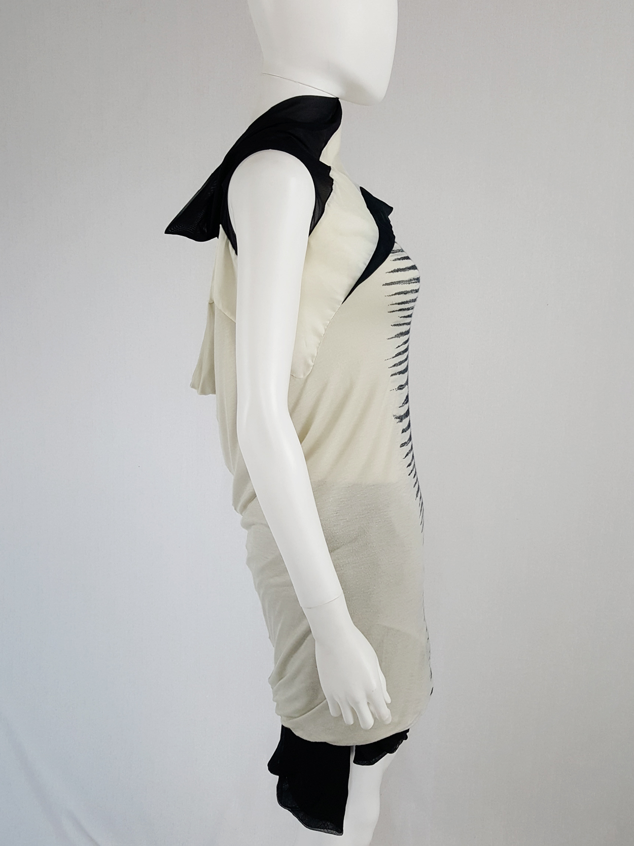 Rick Owens CREATCH beige and black geometric top with stripes — spring ...