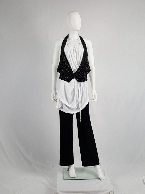 vaniitas vintage Ann Demeulemeester black backless waistcoat with matte sequins spring 2010 114120