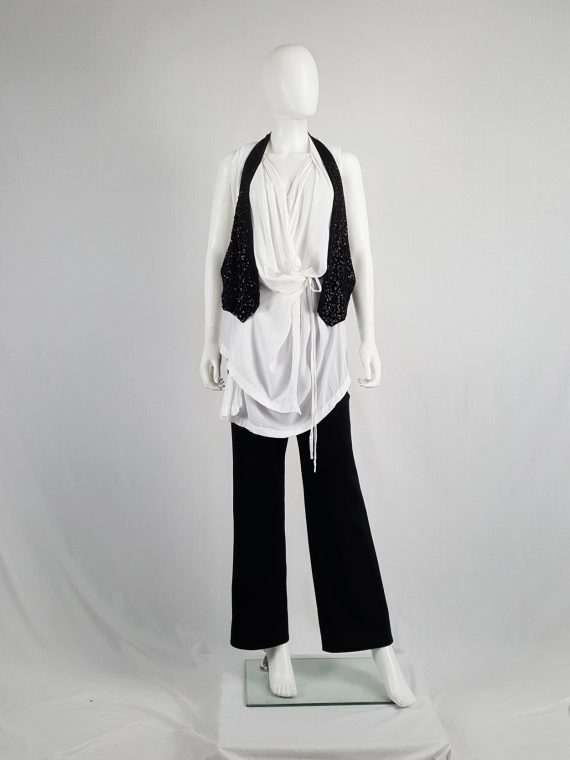 vaniitas vintage Ann Demeulemeester black backless waistcoat with matte sequins spring 2010 114235
