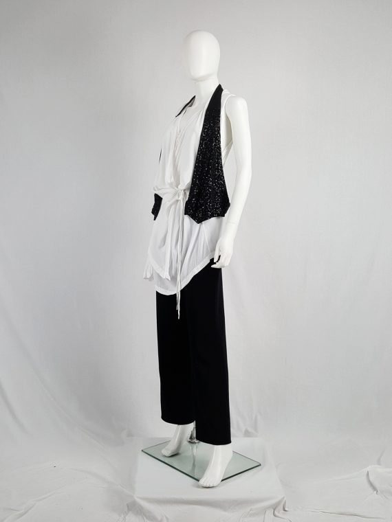 vaniitas vintage Ann Demeulemeester black backless waistcoat with matte sequins spring 2010 114522