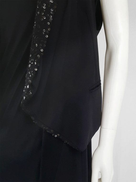 vaniitas vintage Ann Demeulemeester black waistcoat with matte sequins spring 2010151727(0)
