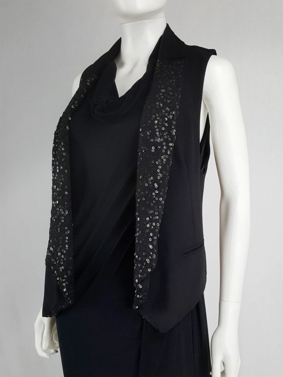 vaniitas vintage Ann Demeulemeester black waistcoat with matte sequins spring 2010151815