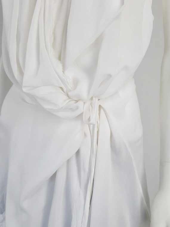 vaniitas vintage Ann Demeulemeester white sleevesless draped top with hood spring 2009 115352