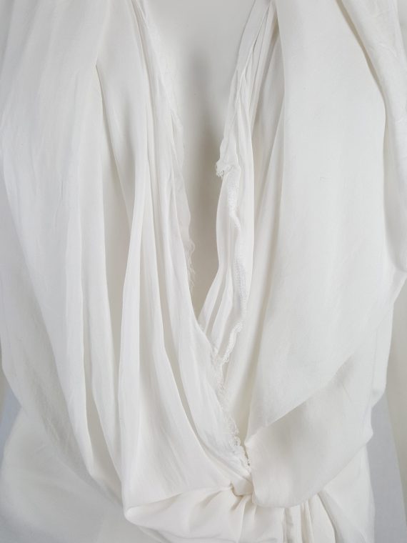 vaniitas vintage Ann Demeulemeester white sleevesless draped top with hood spring 2009 115417