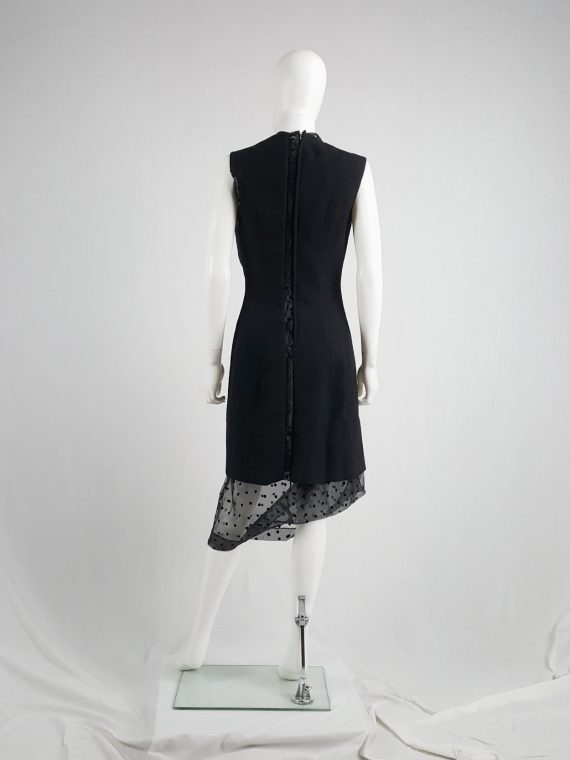 vaniitas vintage Comme des Garçons black sheer polkadot dress with wool paneling fall 1997 174439