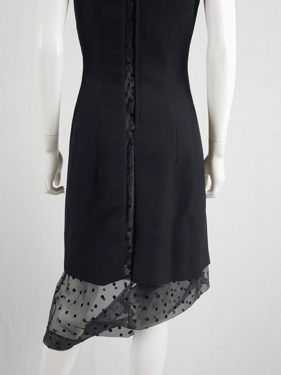 vaniitas vintage Comme des Garçons black sheer polkadot dress with wool paneling fall 1997 174528