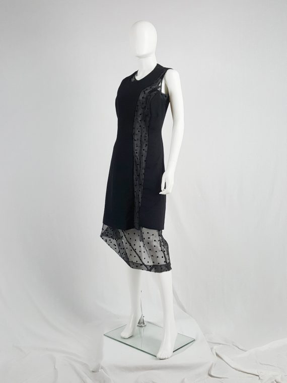 vaniitas vintage Comme des Garçons black sheer polkadot dress with wool paneling fall 1997 174758