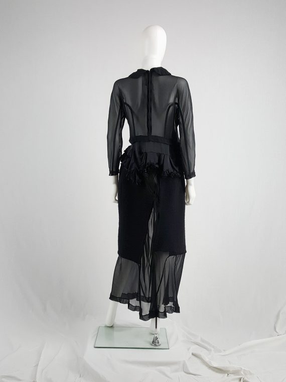 vaniitas vintage Comme des Garçons black sheer skirt with wool paneling fall 1997 154553