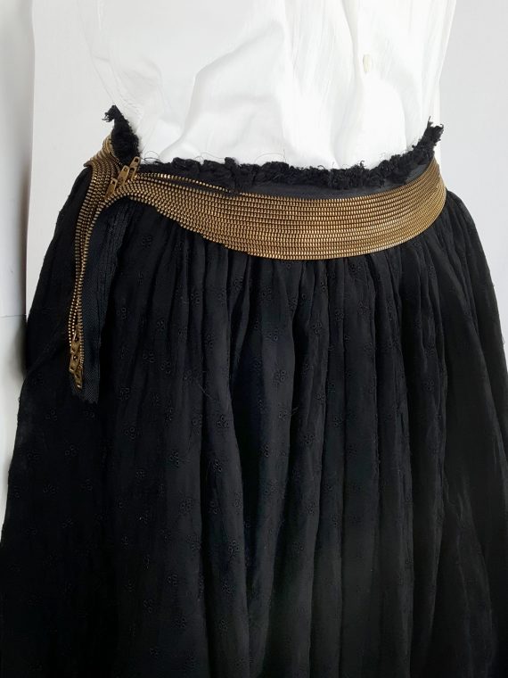 vaniitas vintage Junya Watanabe black pleated skirt with multi zipper waist spring 2005 125913