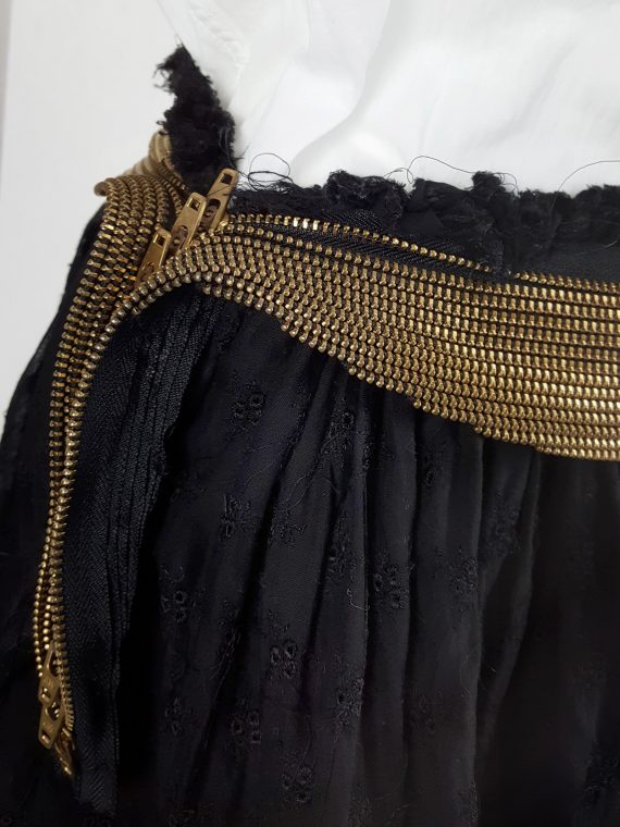 vaniitas vintage Junya Watanabe black pleated skirt with multi zipper waist spring 2005 125918