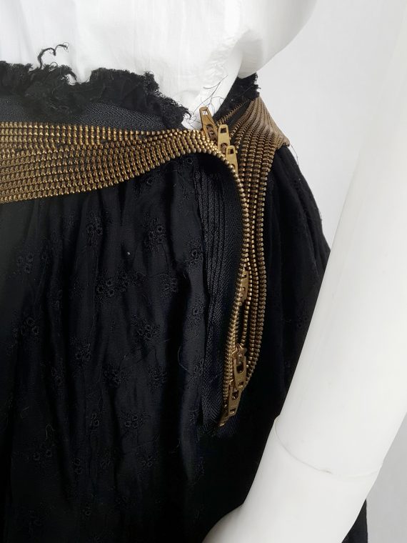 vaniitas vintage Junya Watanabe black pleated skirt with multi zipper waist spring 2005 130042