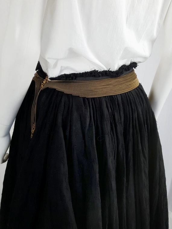 vaniitas vintage Junya Watanabe black pleated skirt with multi zipper waist spring 2005 130543