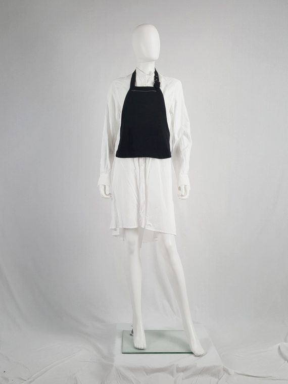 vaniitas vintage Lieve Van Gorp black short apron with belt strap and zipper 1990s 095954