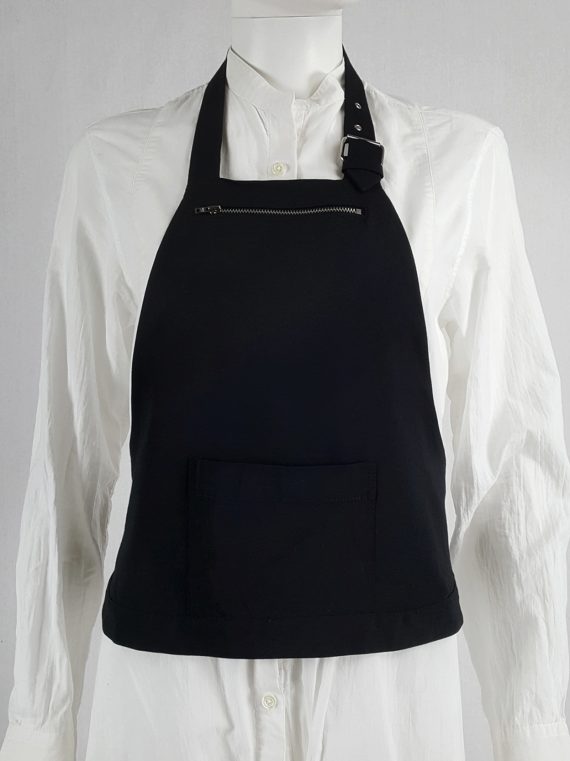 vaniitas vintage Lieve Van Gorp black short apron with belt strap and zipper 1990s 100024