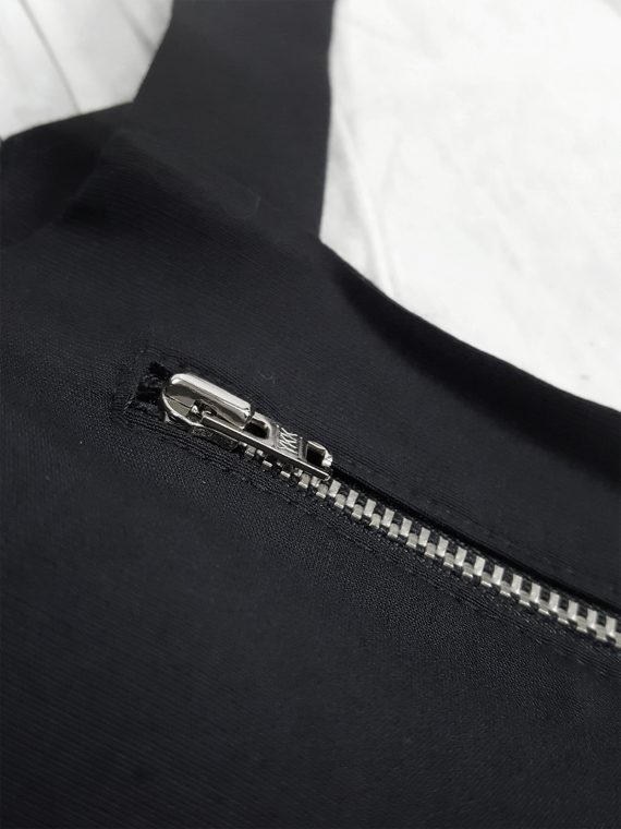 vaniitas vintage Lieve Van Gorp black short apron with belt strap and zipper 1990s 100327