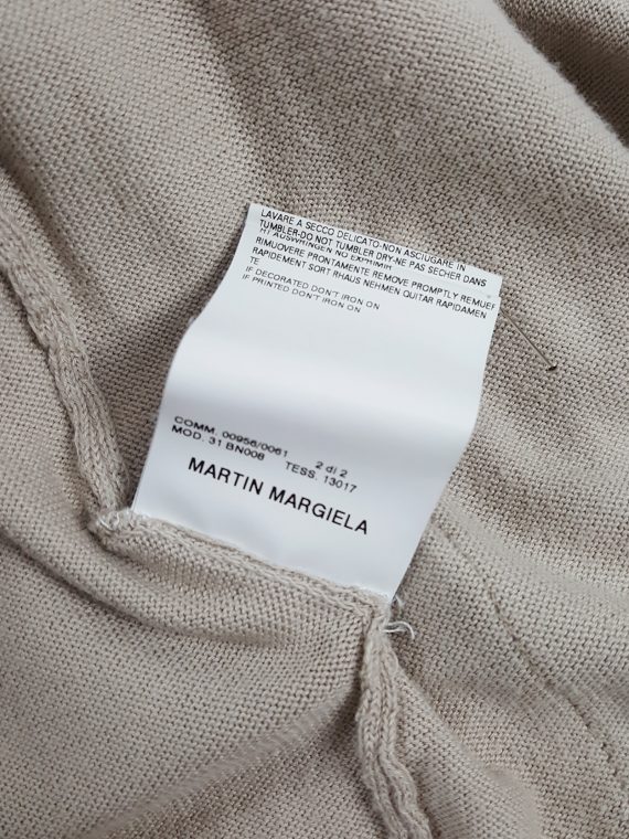 vaniitas vintage Maison Martin Margiela beige cardigan with silk torn trims spring 2006 155449