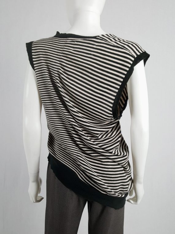 vaniitas vintage Maison Martin Margiela black and white striped top stretched out on one side spring 2005 182052